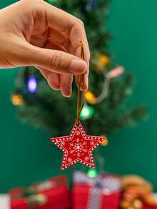 5pcs Christmas Tree Star Decoration - Red and White - View 2