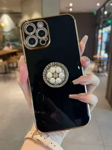 電鍍手機殼帶圓環支架 - 黑色 - 查看 3