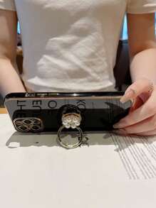 電鍍手機殼帶圓環支架 - 黑色 - 查看 4