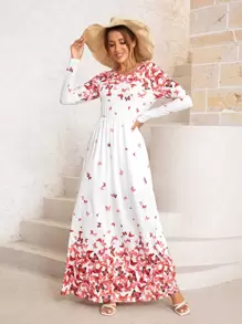 DEARCASE Butterfly Print A-line Dress - Multicolor - View 1