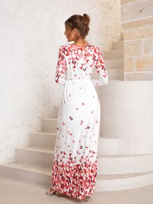 DEARCASE Butterfly Print A-line Dress - Multicolor - View 2