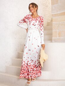 DEARCASE Butterfly Print A-line Dress - Multicolor - View 5