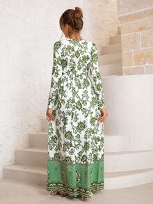 DEARCASE Floral Print Slant Pocket Dress - Multicolor - View 2