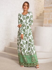 DEARCASE Floral Print Slant Pocket Dress - Multicolor - View 3