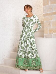 DEARCASE Floral Print Slant Pocket Dress - Multicolor - View 4