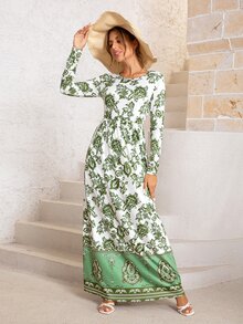 DEARCASE Floral Print Slant Pocket Dress - Multicolor - View 5