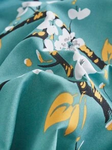 花朵圖案床單套裝不附帶內芯 - 綠色 - 查看 4