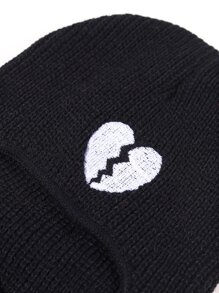 1pc Men Heart Embroidered Minimalist Balaclava For Daily Decoration - Black - View 2