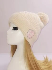 Gorro con diseño bordado con diseño de diamante de imitación y perla artificial - Multicolor - Ver 3