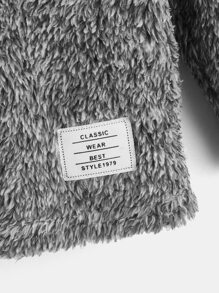 SHEIN Toddler Boys Letter Patched Detail Teddy Sweatshirt - Dark Grey - View 4