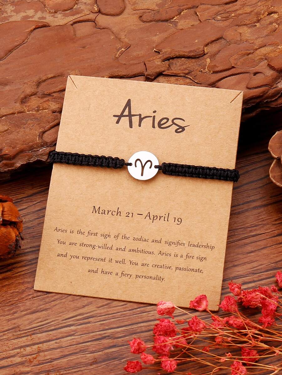 Biểu tượng Bạch Dương Chi tiết Vòng trang trí Vòng tay - màu đen - Xem 1