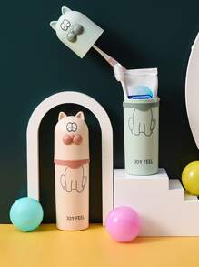 1 pieza Caja de almacenamiento de cepillo de diente con patrón de gato de dibujos animados al azar - Multicolor - Ver 5