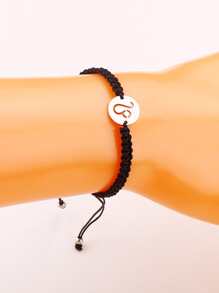 1 件不銹鋼獅子座星座編織卡手鍊 - 黑色 - 查看 4