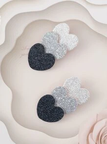 2pcs Toddler Girls Sequin Heart Decor Hair Clip - Multicolor - View 1