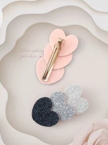 2pcs Toddler Girls Sequin Heart Decor Hair Clip - Multicolor - View 3