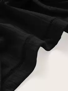 SHEIN ICON 鏤空抽繩後背繫帶繞頸短上衣 - 黑色 - 查看 3