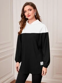 Mulvari Two Tone Patched Detail Hoodie In Fall/Winter - Black - View 4