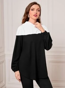 Mulvari Two Tone Patched Detail Hoodie In Fall/Winter - Black - View 5