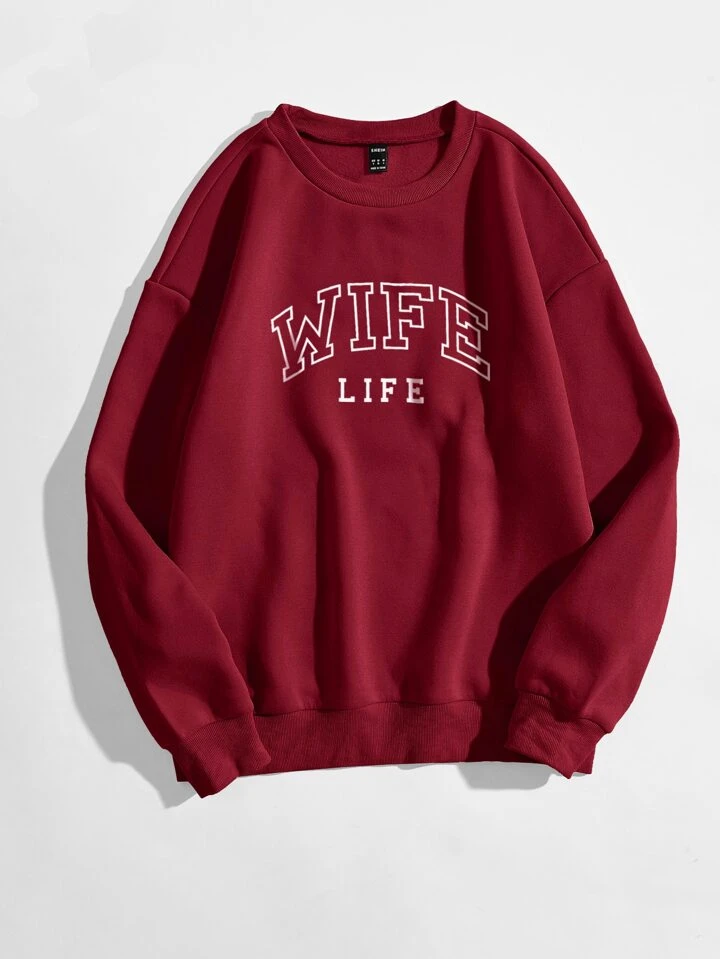 SHEIN EZwear Letter Graphic Thermal Lined Sweatshirt | SHEIN South Africa