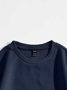 SHEIN Unity Letter Graphic Thermal Lined Sweatshirt - Navy Blue - View 3