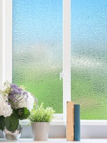 Artyuan-1 Cuộn Phim dán kính riêng tư họa tiết bãi biển - Chặn tia UV - Phim tĩnh điện không cần keo - Thích hợp để trang trí nhà cửa/văn phòng (17,7*118 inch) - Trong sáng - Xem 4