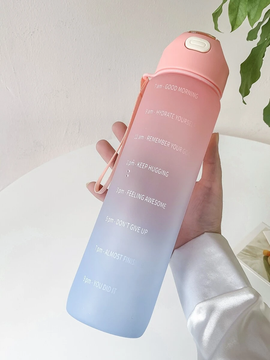 1pc Ombre Letter Graphic Water Bottle