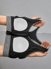 Yoga Sxy Bras thể thao Plus Size Dây kéo Khối Màu - màu đen - Xem 4