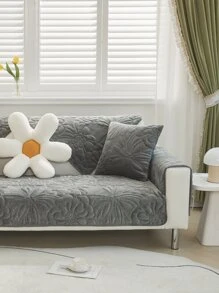 1入組花卉刺繡沙發巾和1入組靠墊套不附帶墊芯 - 深灰色 - 查看 1