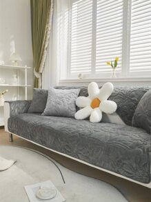 1入組花卉刺繡沙發巾和1入組靠墊套不附帶墊芯 - 深灰色 - 查看 2