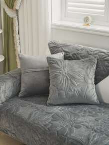 1入組花卉刺繡沙發巾和1入組靠墊套不附帶墊芯 - 深灰色 - 查看 5