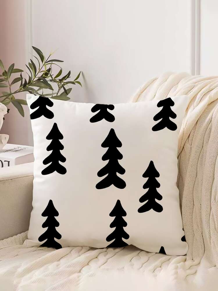 Vỏ đệm in cây không có chất làm đầy - Đen và trắng - Xem 1