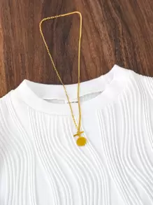 Áo thun ngắn cổ tròn dệt kim Tween Girl Jacquard cỡ lớn có gân lượn sóng - trắng - Xem 3