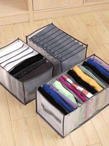 1pc Contrast Binding Pants Storage Box - Grey - View 2