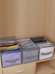 1pc Contrast Binding Pants Storage Box - Grey - View 3
