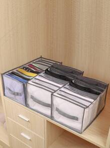 1pc Contrast Binding Pants Storage Box - Grey - View 4