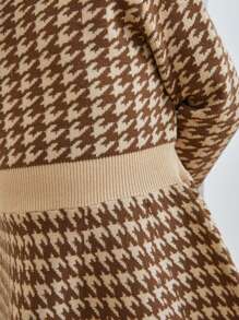 SHEIN Toddler Girls Houndstooth Pattern Jumper Dress - Multicolor - View 5
