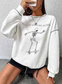 Stick Together Co Quần áo thể thao nữ Lễ Các Thánh Slogan Giải trí - trắng - Xem 3