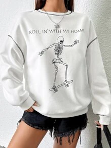 Stick Together Co Quần áo thể thao nữ Lễ Các Thánh Slogan Giải trí - trắng - Xem 5