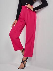 BizChic High Waist Straight Leg Trousers - Hot Pink - View 1
