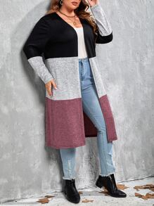 SHEIN LUNE 大碼撞色開門襟外套 - 彩色 - 查看 5