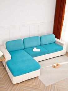 1pc Tufted Decor Stretchy Sofa Seat Cover - Teal Blue - View 2