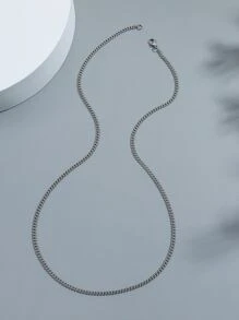 Fashionable and Popular Men Minimalist Necklace Stainless Steel for Jewelry Gift and for a Stylish Look - Silver - View 2