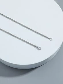 Fashionable and Popular Men Minimalist Necklace Stainless Steel for Jewelry Gift and for a Stylish Look - Silver - View 3