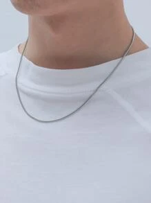 時尚流行男士簡約項鍊不銹鋼適合珠寶禮物和時尚外觀 - 銀色 - 查看 1