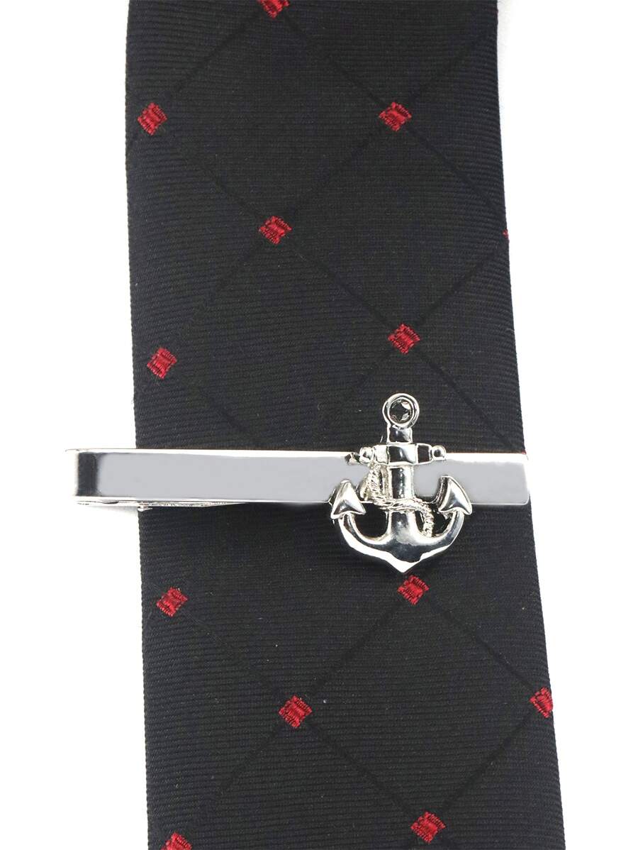 時尚流行男士錨裝飾領帶夾銅質珠寶禮物和時尚外觀 - 銀色 - 查看 1