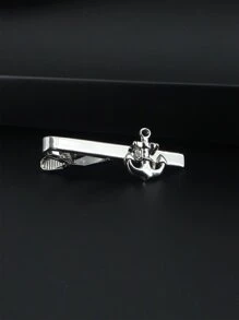 時尚流行男士錨裝飾領帶夾銅質珠寶禮物和時尚外觀 - 銀色 - 查看 2