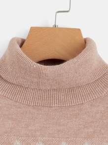 SHEIN 青少年女孩插肩袖鋸齒圖案套頭毛衣