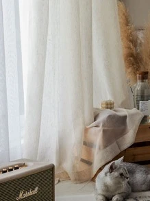 1入現代風格假麻紗簾,米色,適用於客廳,臥室,窗戶,門裝飾 - 米色 - 查看 4