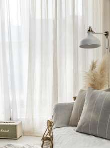 1入現代風格假麻紗簾,米色,適用於客廳,臥室,窗戶,門裝飾 - 米色 - 查看 7