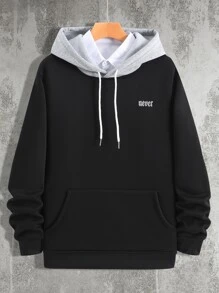 Manfinity Hypemode Áo nỉ Nam Dây kéo Túi Khối Màu Lá thư Giải trí - màu đen - Xem 1